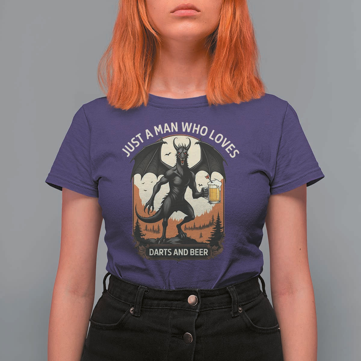 Funny Jersey Devil Loves Darts And Beer T Shirt For Women Cryptid Lover Gift - Wonder Print Shop