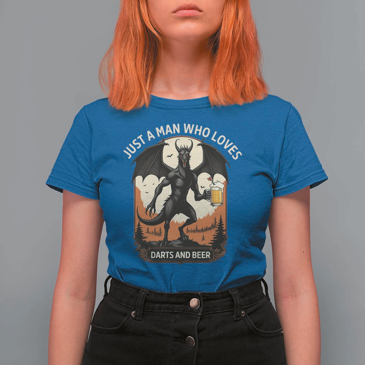 Funny Jersey Devil Loves Darts And Beer T Shirt For Women Cryptid Lover Gift - Wonder Print Shop