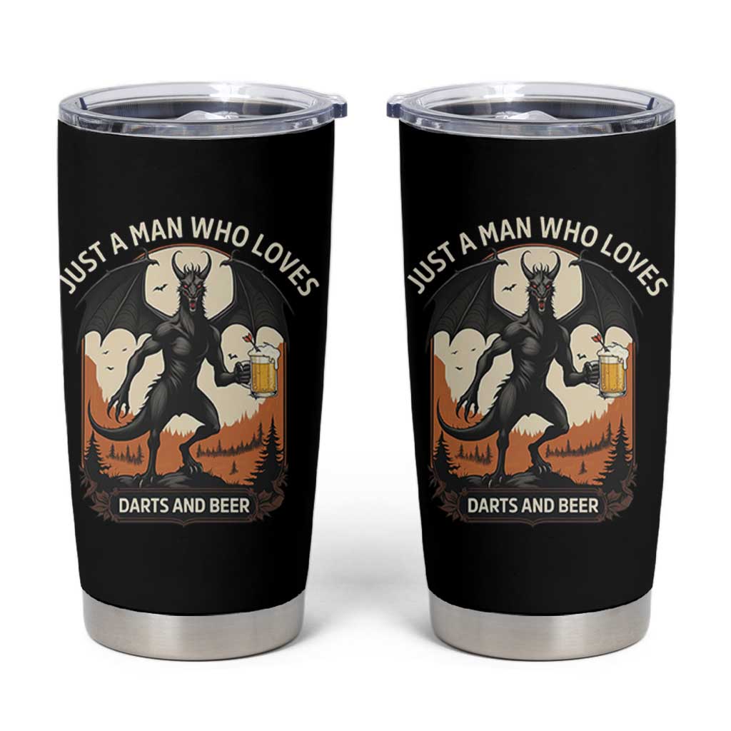 Funny Jersey Devil Loves Darts And Beer Tumbler Cup Cryptid Lover Gift - Wonder Print Shop