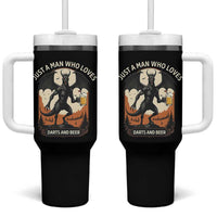 Funny Jersey Devil Loves Darts And Beer Tumbler With Handle Cryptid Lover Gift - Wonder Print Shop