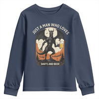 Funny Jersey Devil Loves Darts And Beer Youth Sweatshirt Cryptid Lover Gift - Wonder Print Shop