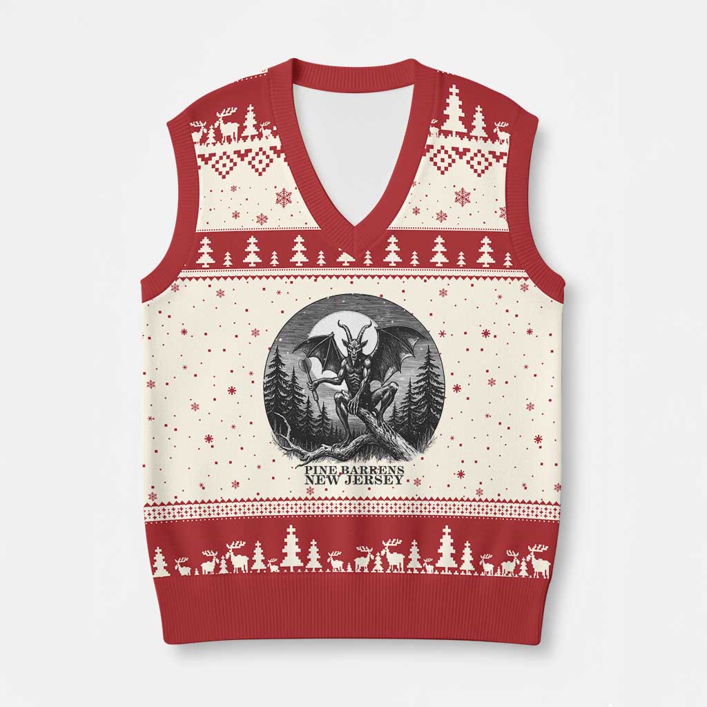 Jersey Devil Playing Dart V-Neck Knit Sweater Vest Gothic Horror Gift Pine Barrens New Jersey - Wonder Print Shop