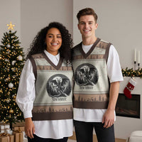 Jersey Devil Playing Dart V-Neck Knit Sweater Vest Gothic Horror Gift Pine Barrens New Jersey - Wonder Print Shop