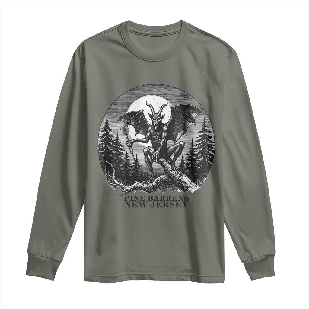 Jersey Devil Playing Dart Long Sleeve Shirt Gothic Horror Gift Pine Barrens New Jersey - Wonder Print Shop