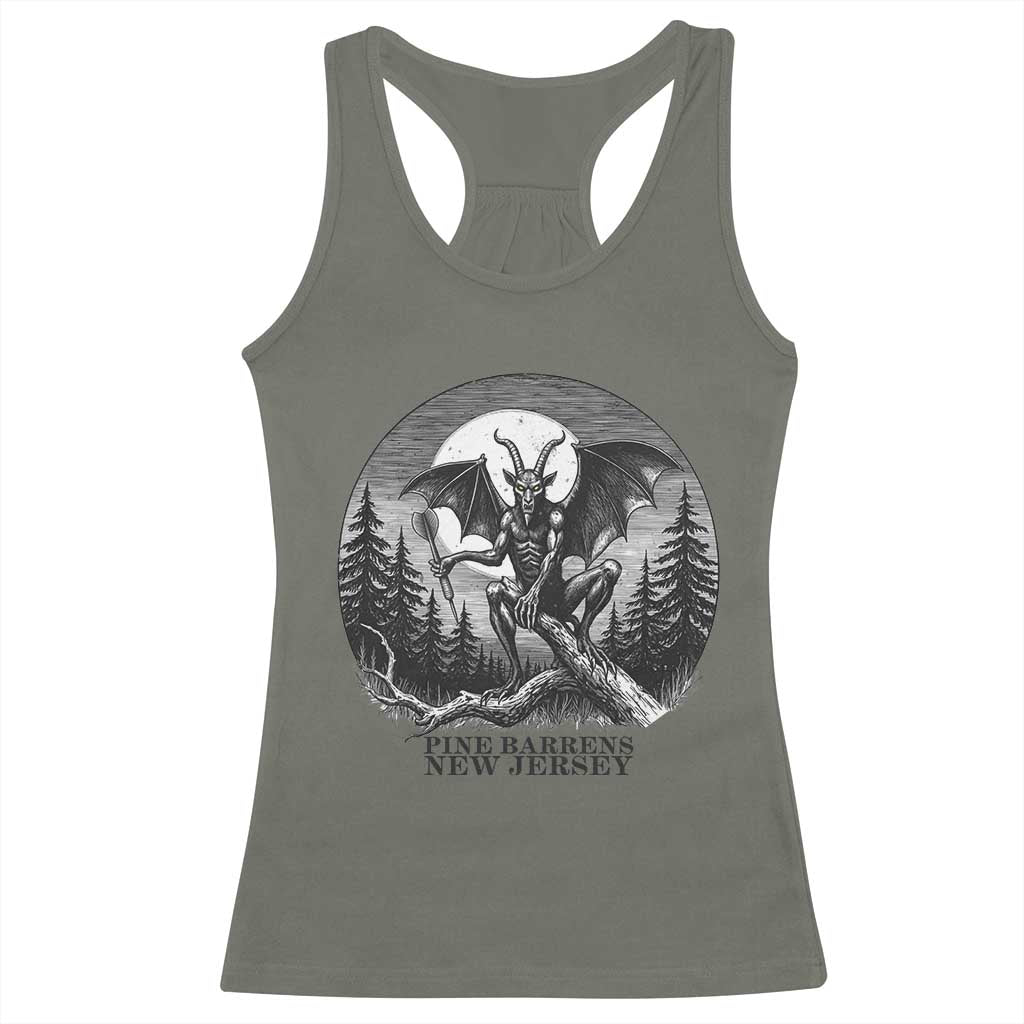 Jersey Devil Playing Dart Racerback Tank Top Gothic Horror Gift Pine Barrens New Jersey - Wonder Print Shop