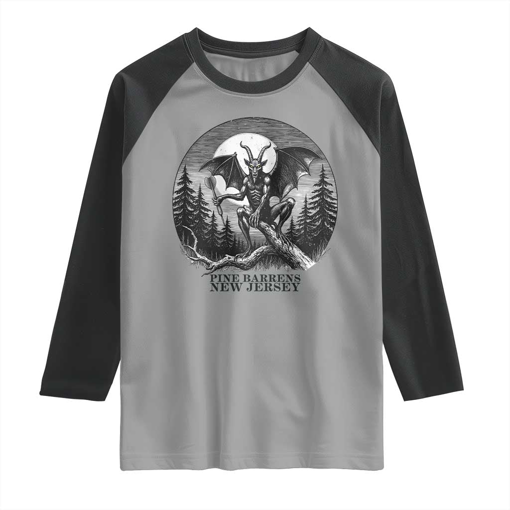 Jersey Devil Playing Dart Raglan Shirt Gothic Horror Gift Pine Barrens New Jersey - Wonder Print Shop