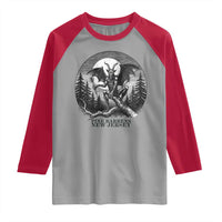 Jersey Devil Playing Dart Raglan Shirt Gothic Horror Gift Pine Barrens New Jersey - Wonder Print Shop