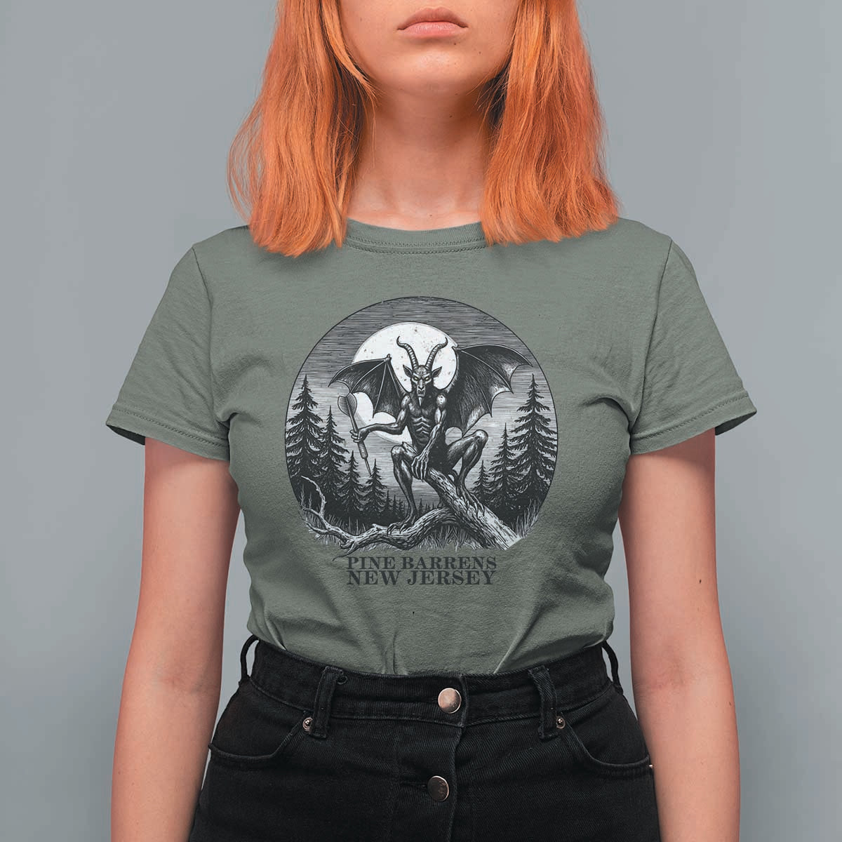 Jersey Devil Playing Dart T Shirt For Women Gothic Horror Gift Pine Barrens New Jersey - Wonder Print Shop