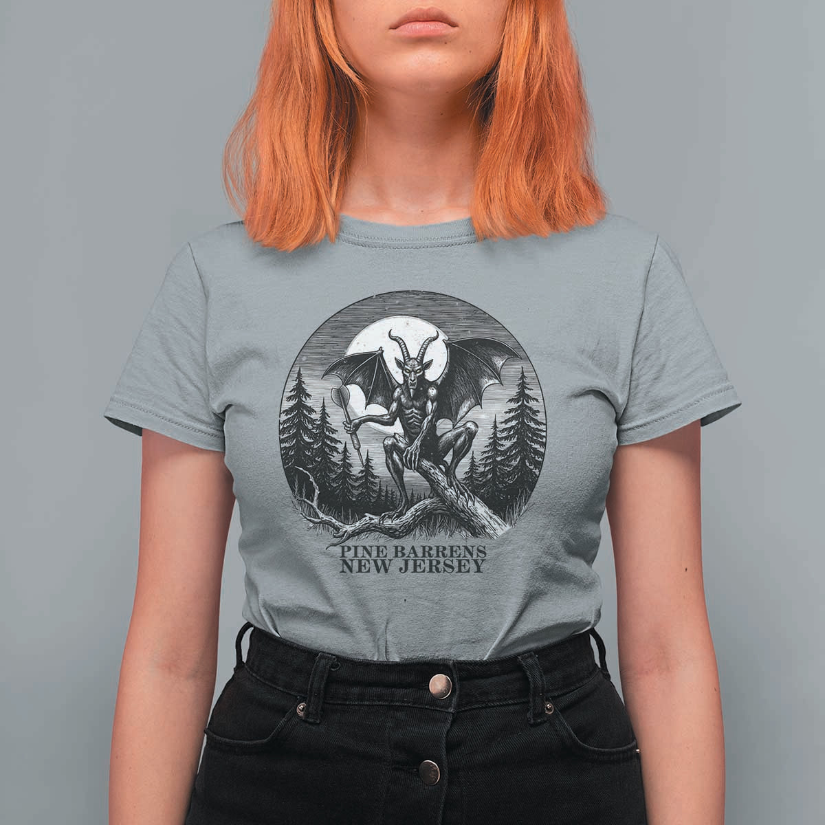 Jersey Devil Playing Dart T Shirt For Women Gothic Horror Gift Pine Barrens New Jersey - Wonder Print Shop