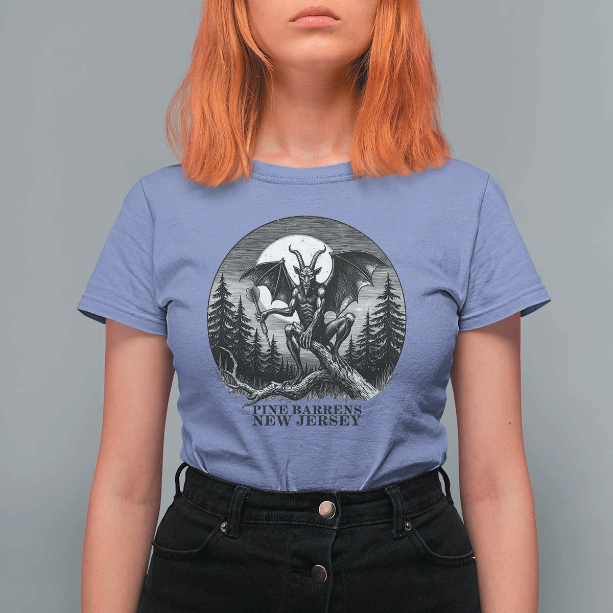 Jersey Devil Playing Dart T Shirt For Women Gothic Horror Gift Pine Barrens New Jersey - Wonder Print Shop