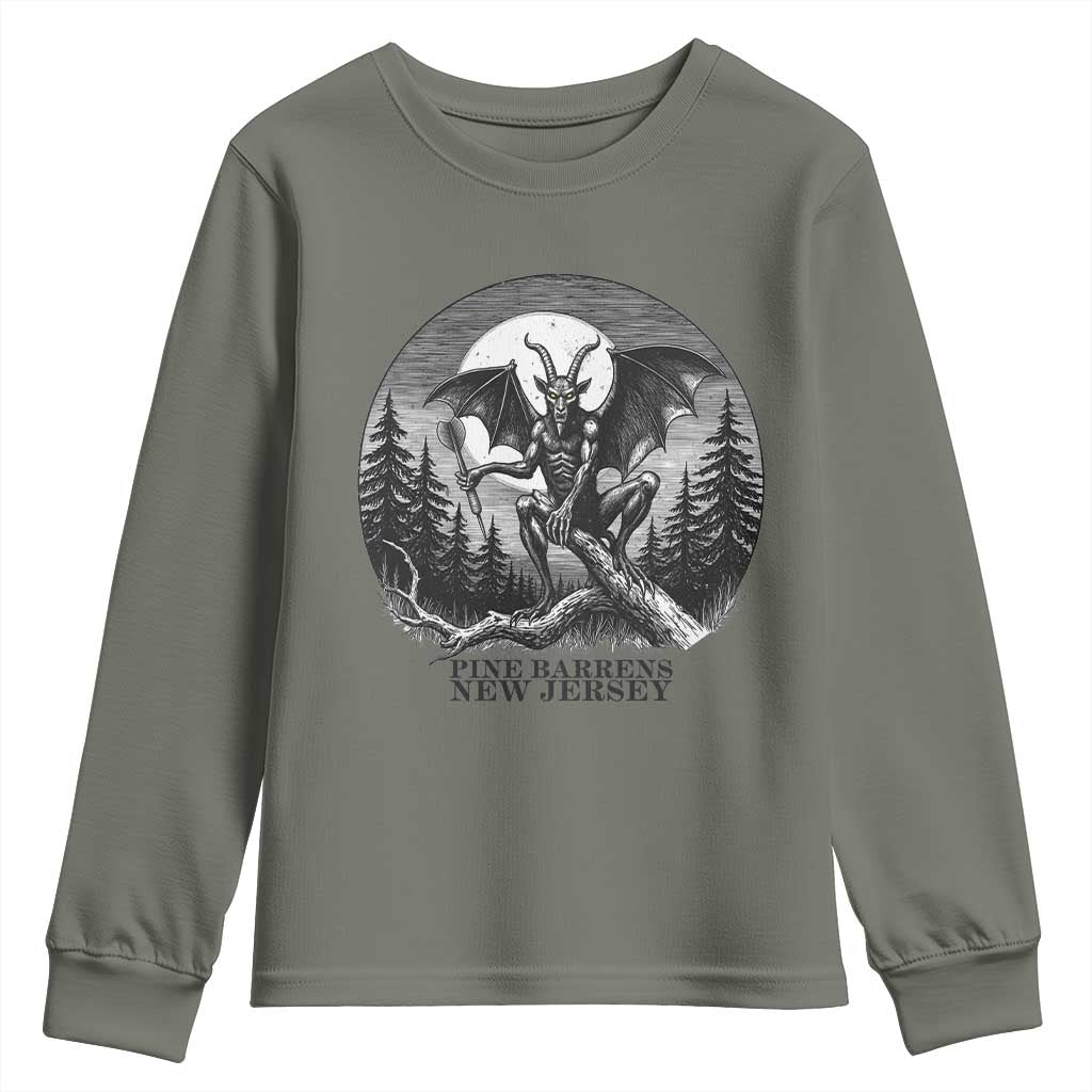 Jersey Devil Playing Dart Youth Sweatshirt Gothic Horror Gift Pine Barrens New Jersey - Wonder Print Shop