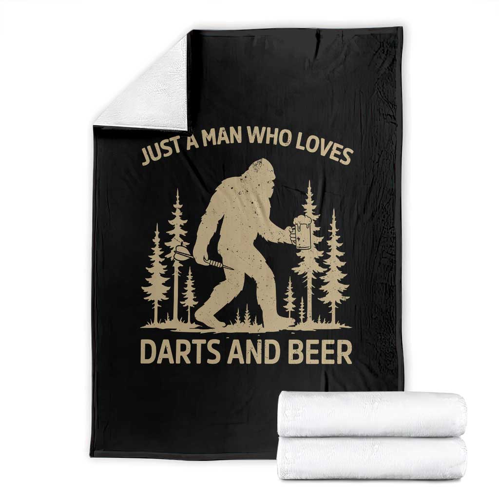 Funny Bigfoot Just A Man Who Loves Darts And Beer Gift Throw Blanket - Wonder Print Shop