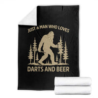 Funny Bigfoot Just A Man Who Loves Darts And Beer Gift Throw Blanket - Wonder Print Shop