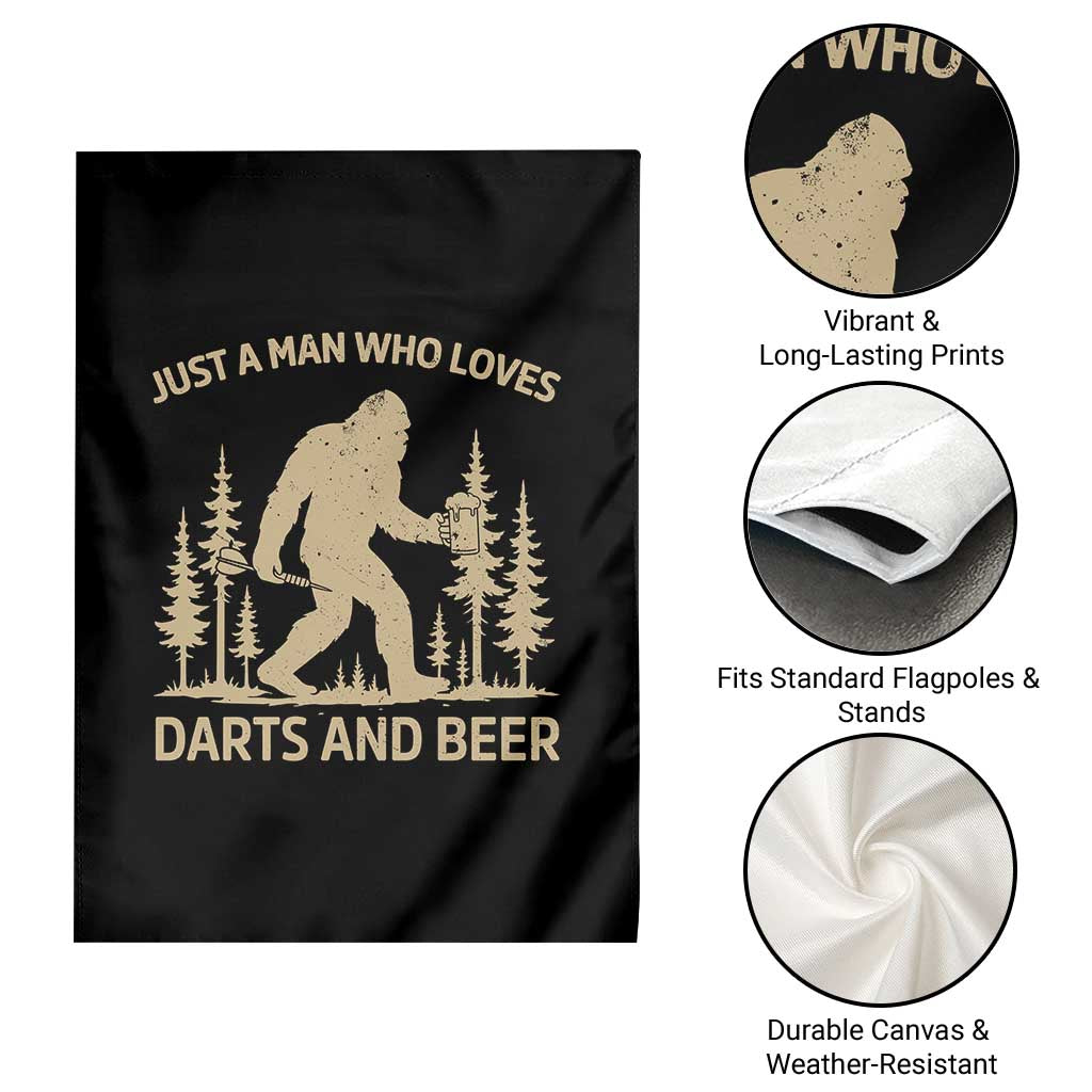 Funny Bigfoot Just A Man Who Loves Darts And Beer Gift Garden Flag - Wonder Print Shop