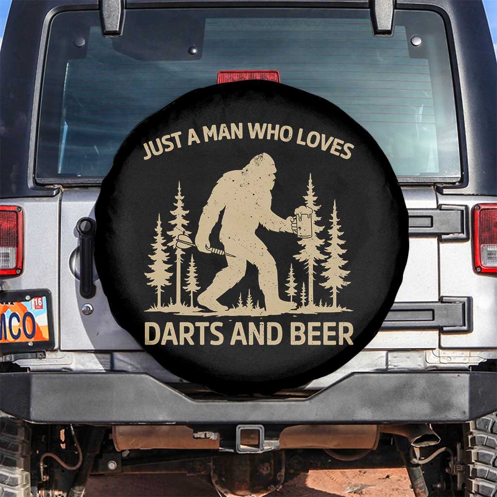 Funny Bigfoot Just A Man Who Loves Darts And Beer Gift Spare Tire Cover - Wonder Print Shop