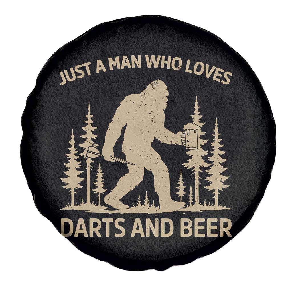 Funny Bigfoot Just A Man Who Loves Darts And Beer Gift Spare Tire Cover - Wonder Print Shop