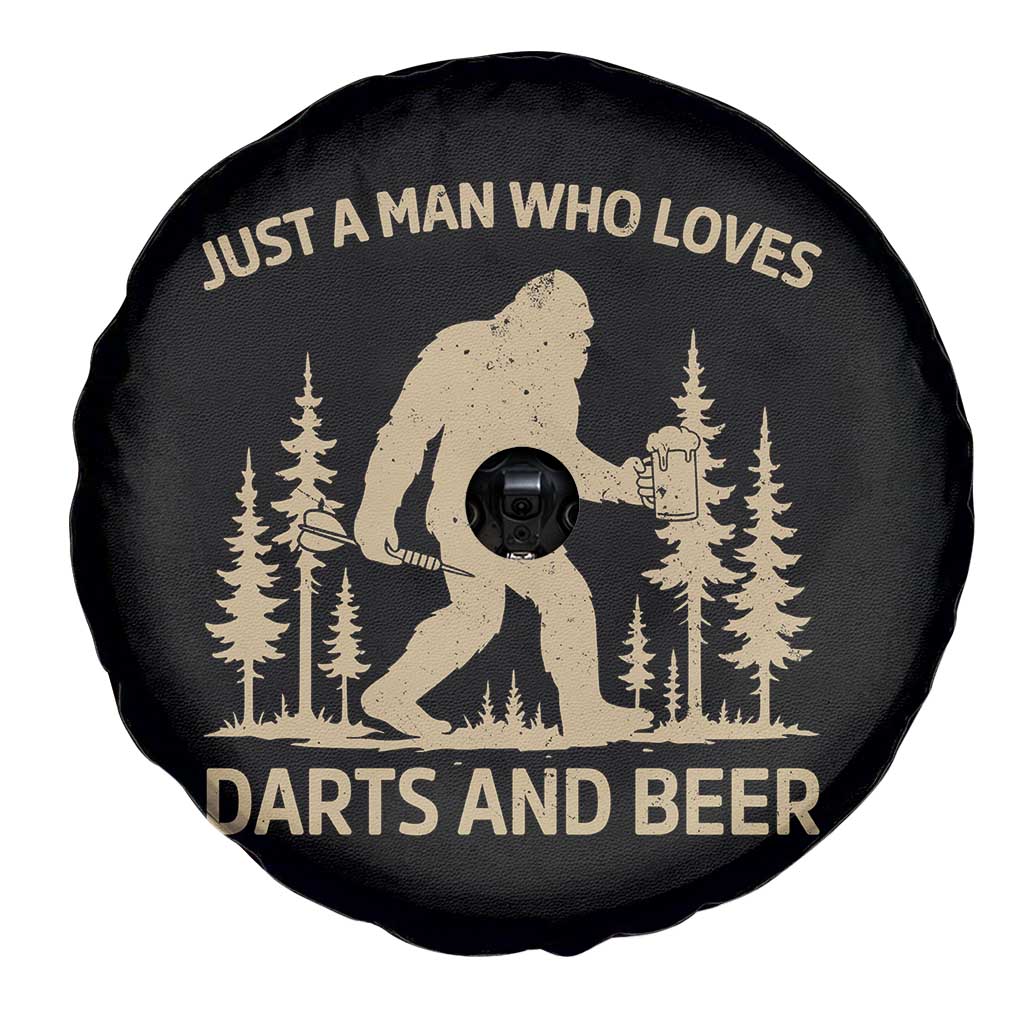 Funny Bigfoot Just A Man Who Loves Darts And Beer Gift Spare Tire Cover - Wonder Print Shop