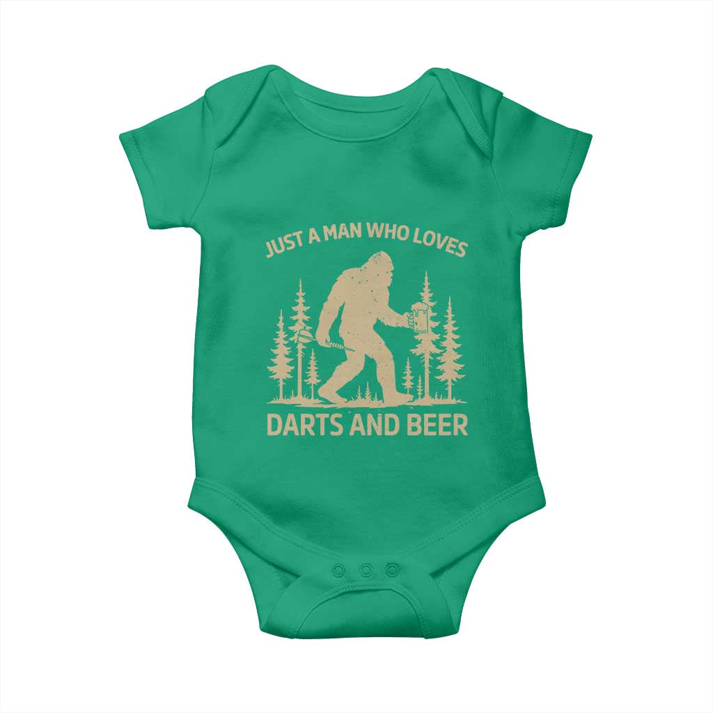 Funny Bigfoot Just A Man Who Loves Darts And Beer Gift Baby Onesie - Wonder Print Shop