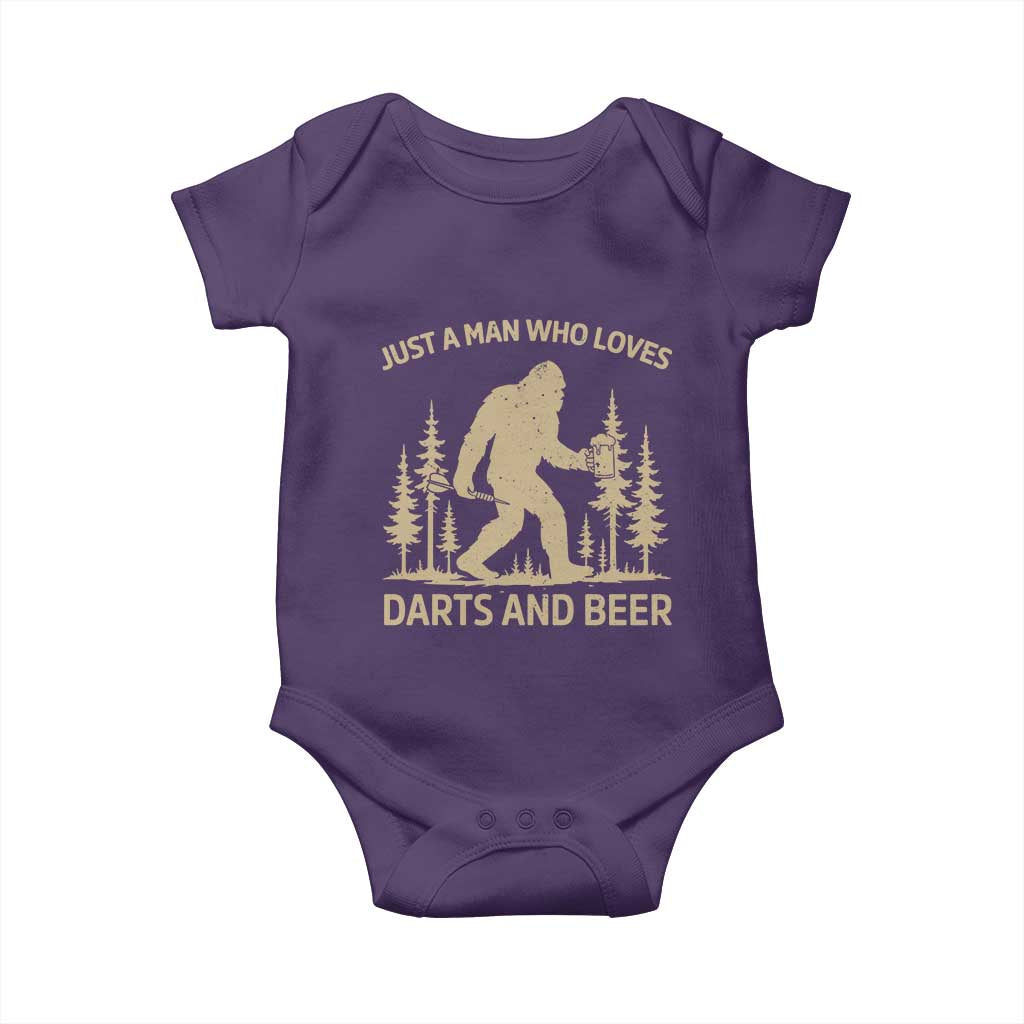 Funny Bigfoot Just A Man Who Loves Darts And Beer Gift Baby Onesie - Wonder Print Shop