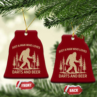 Funny Bigfoot Just A Man Who Loves Darts And Beer Gift Ceramic Ornament - Wonder Print Shop