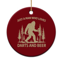 Funny Bigfoot Just A Man Who Loves Darts And Beer Gift Ceramic Ornament - Wonder Print Shop
