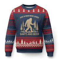 Funny Bigfoot Just A Man Who Loves Darts And Beer Gift Ugly Christmas Sweater - Wonder Print Shop