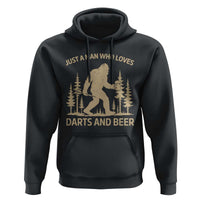 Funny Bigfoot Just A Man Who Loves Darts And Beer Gift Hoodie - Wonder Print Shop