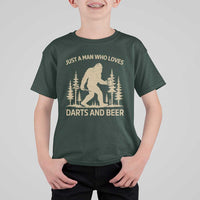 Funny Bigfoot Just A Man Who Loves Darts And Beer Gift T Shirt For Kid - Wonder Print Shop