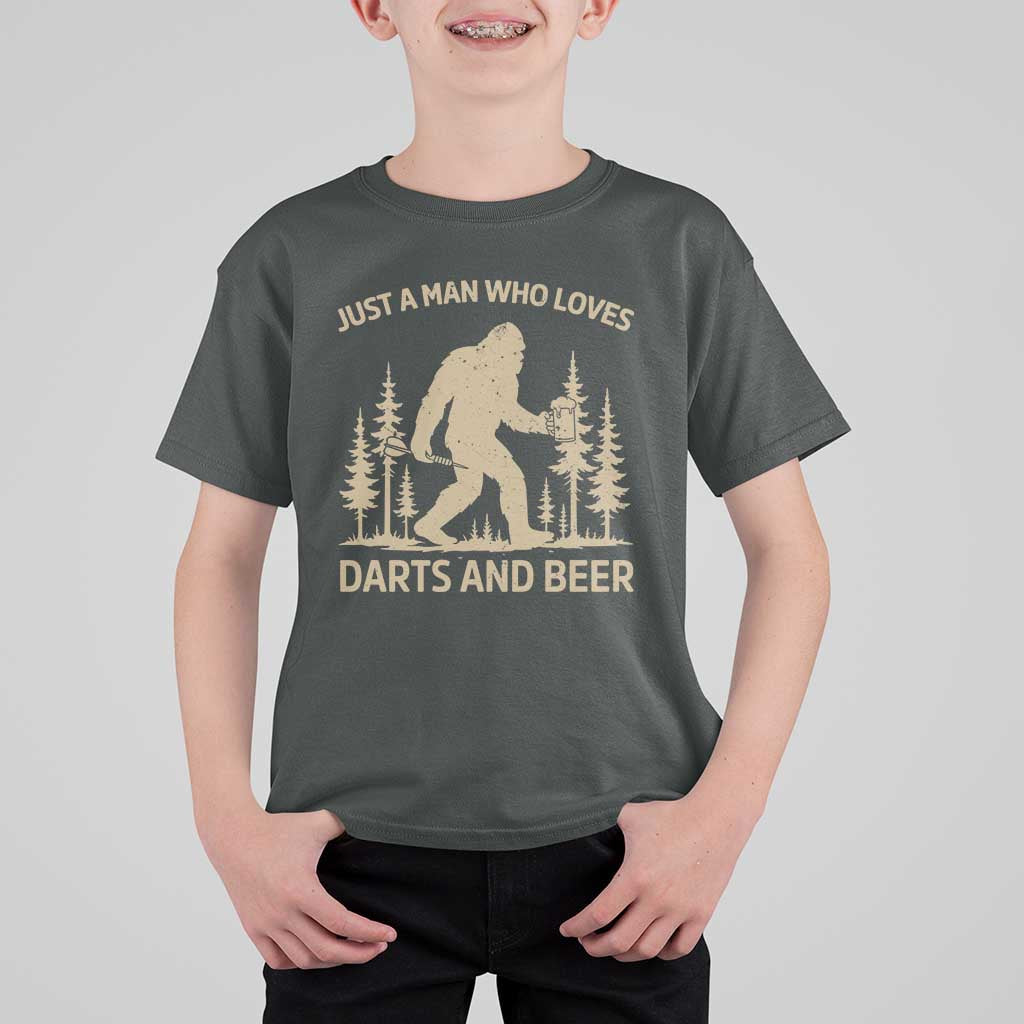 Funny Bigfoot Just A Man Who Loves Darts And Beer Gift T Shirt For Kid - Wonder Print Shop