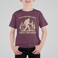 Funny Bigfoot Just A Man Who Loves Darts And Beer Gift T Shirt For Kid - Wonder Print Shop