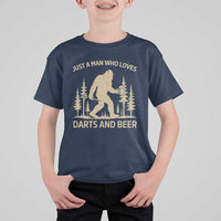 Funny Bigfoot Just A Man Who Loves Darts And Beer Gift T Shirt For Kid - Wonder Print Shop