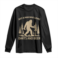 Funny Bigfoot Just A Man Who Loves Darts And Beer Gift Long Sleeve Shirt - Wonder Print Shop