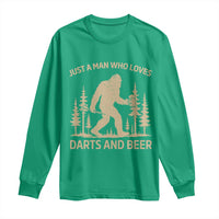 Funny Bigfoot Just A Man Who Loves Darts And Beer Gift Long Sleeve Shirt - Wonder Print Shop