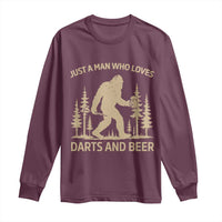 Funny Bigfoot Just A Man Who Loves Darts And Beer Gift Long Sleeve Shirt - Wonder Print Shop