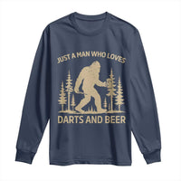 Funny Bigfoot Just A Man Who Loves Darts And Beer Gift Long Sleeve Shirt - Wonder Print Shop