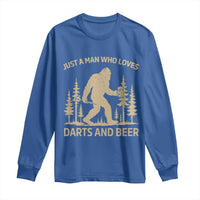 Funny Bigfoot Just A Man Who Loves Darts And Beer Gift Long Sleeve Shirt - Wonder Print Shop