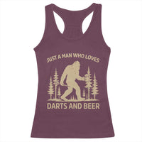 Funny Bigfoot Just A Man Who Loves Darts And Beer Gift Racerback Tank Top - Wonder Print Shop