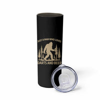 Funny Bigfoot Just A Man Who Loves Darts And Beer Gift Skinny Tumbler - Wonder Print Shop