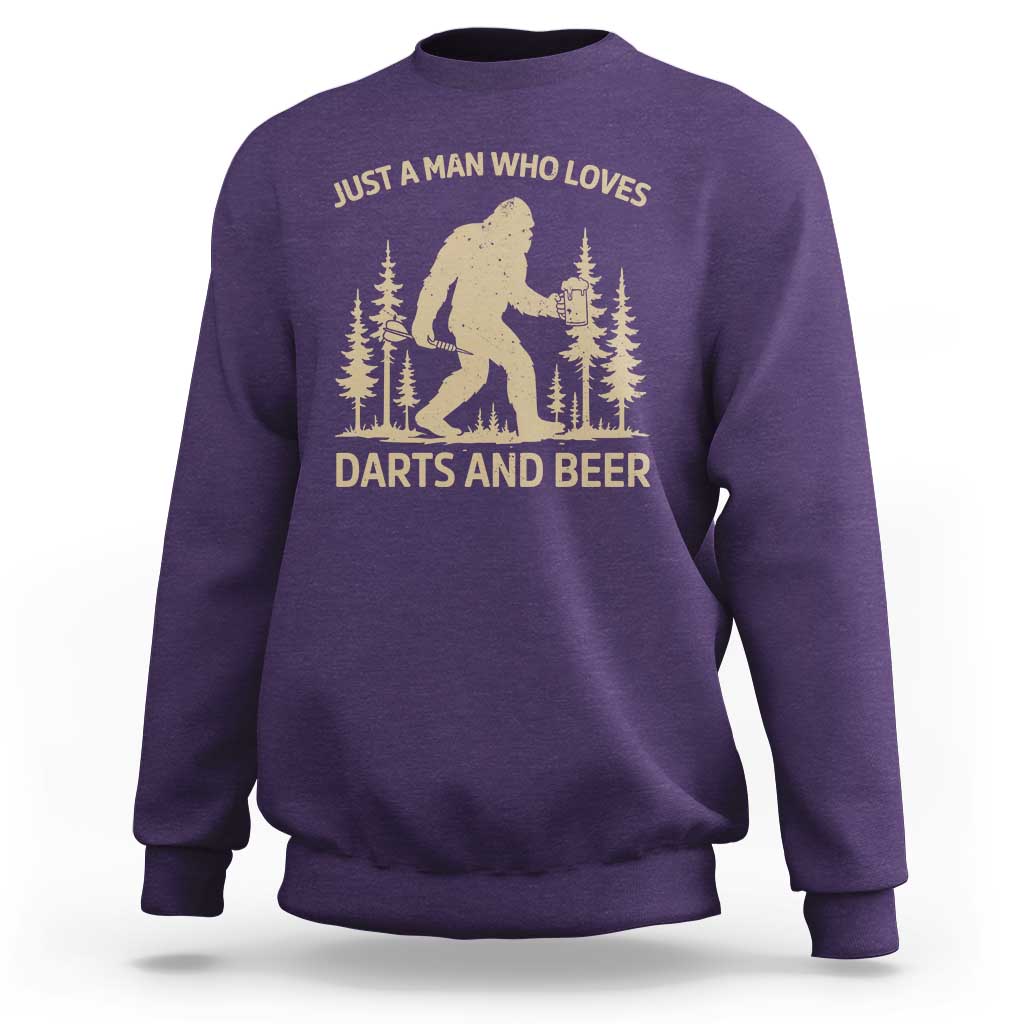 Funny Bigfoot Just A Man Who Loves Darts And Beer Gift Sweatshirt - Wonder Print Shop
