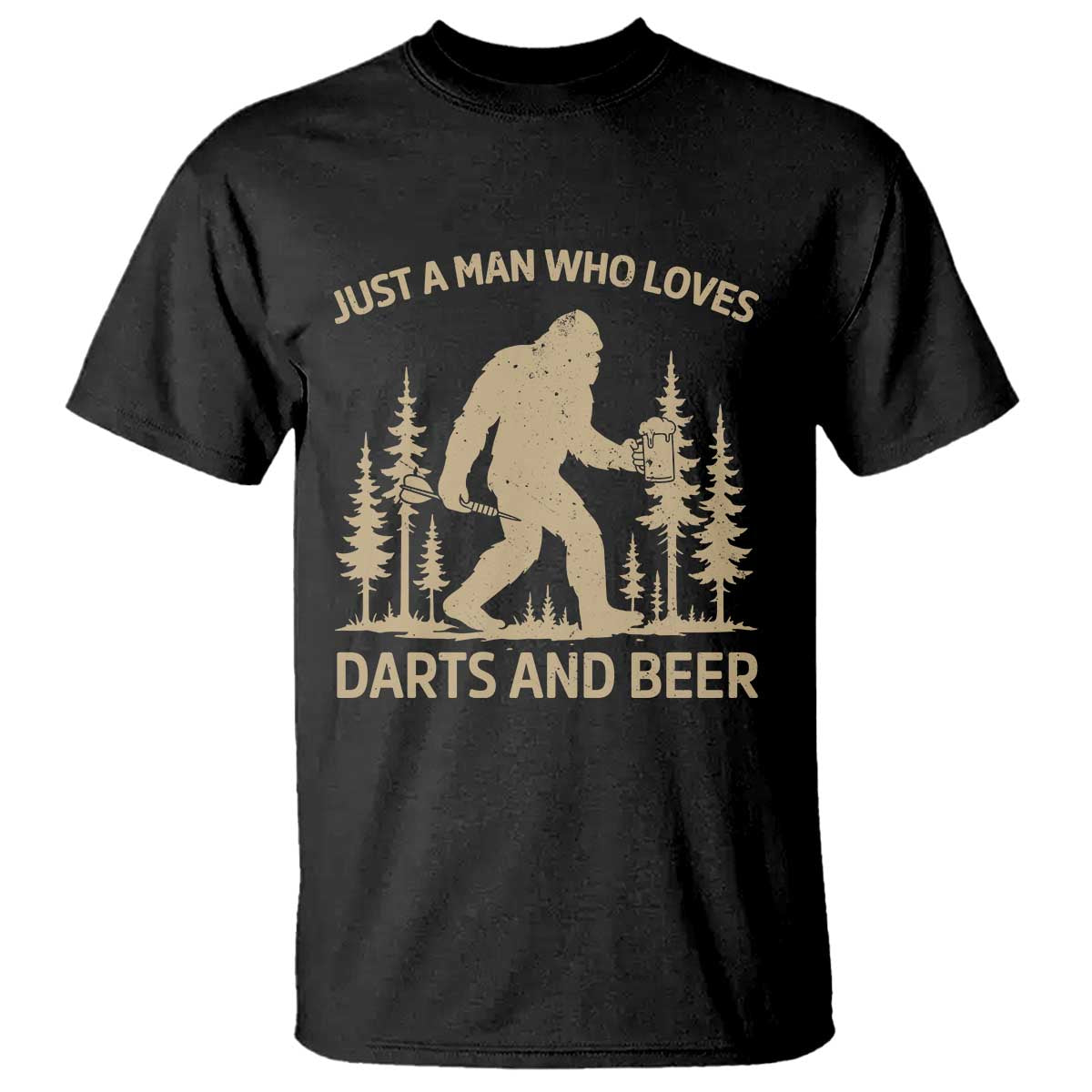 Funny Bigfoot Just A Man Who Loves Darts And Beer Gift T Shirt - Wonder Print Shop