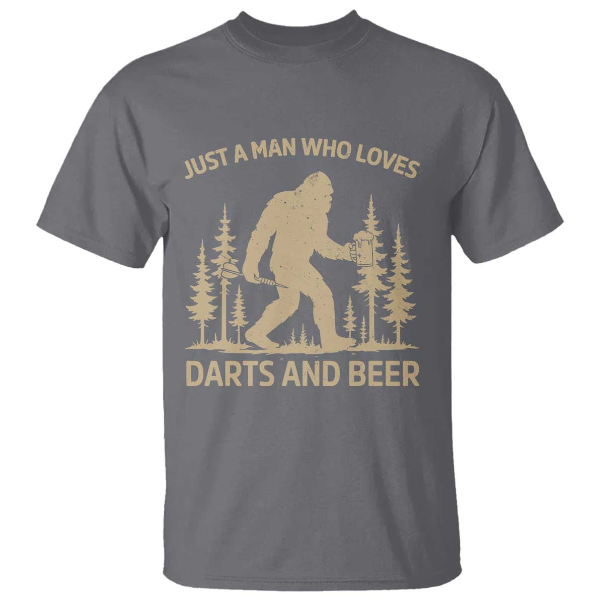 Funny Bigfoot Just A Man Who Loves Darts And Beer Gift T Shirt - Wonder Print Shop