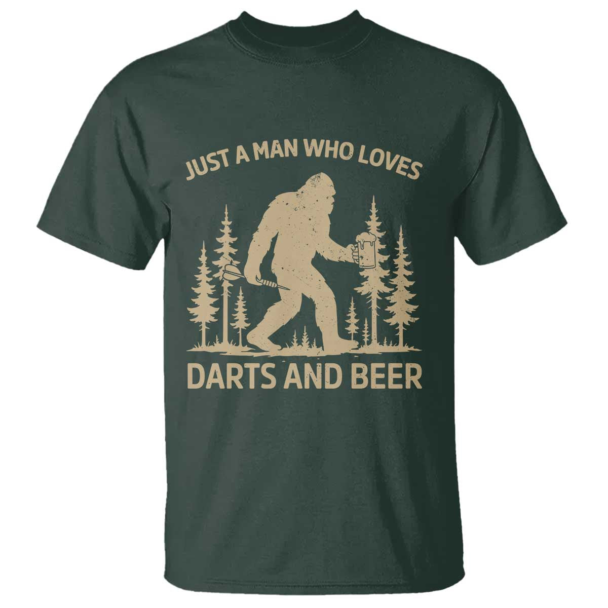 Funny Bigfoot Just A Man Who Loves Darts And Beer Gift T Shirt - Wonder Print Shop