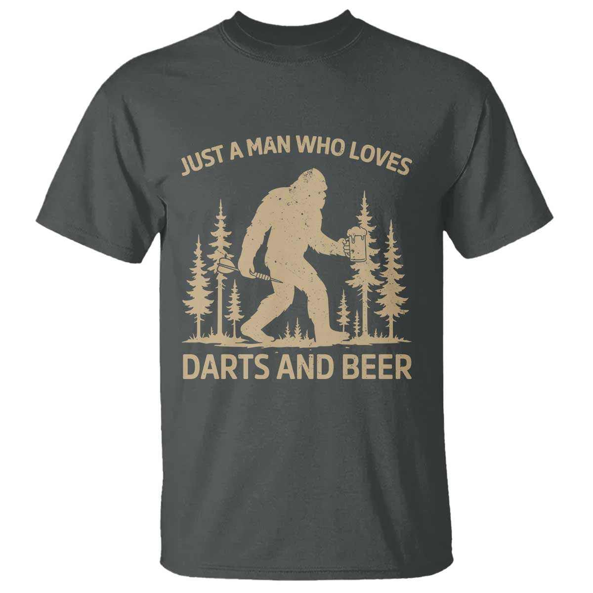Funny Bigfoot Just A Man Who Loves Darts And Beer Gift T Shirt - Wonder Print Shop