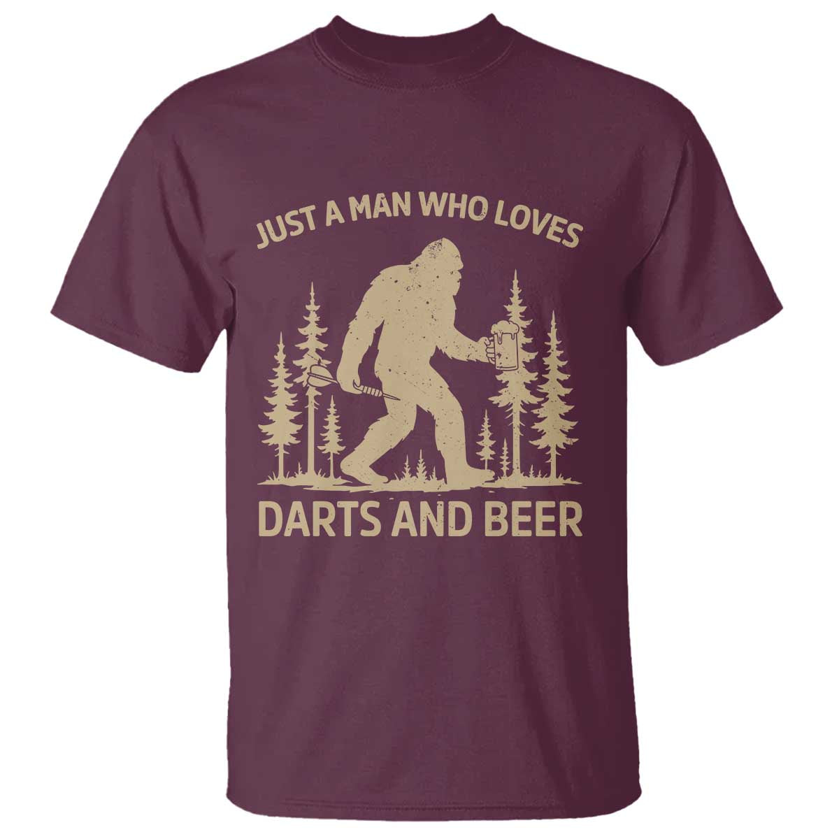 Funny Bigfoot Just A Man Who Loves Darts And Beer Gift T Shirt - Wonder Print Shop