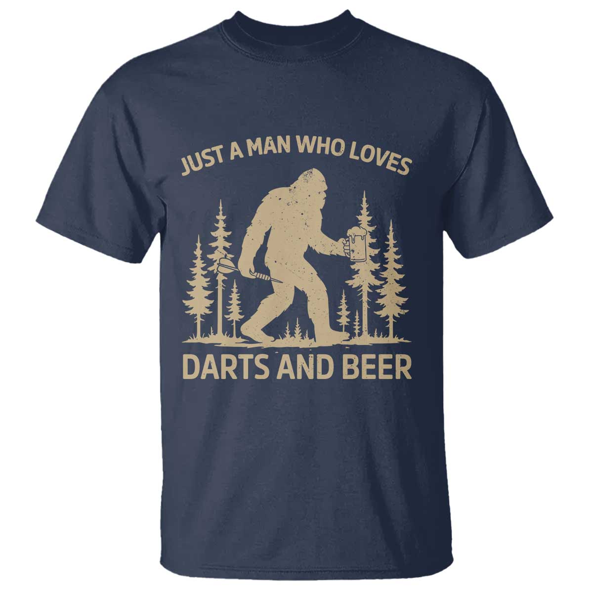 Funny Bigfoot Just A Man Who Loves Darts And Beer Gift T Shirt - Wonder Print Shop