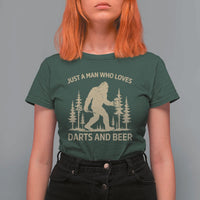 Funny Bigfoot Just A Man Who Loves Darts And Beer Gift T Shirt For Women - Wonder Print Shop