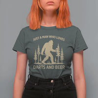 Funny Bigfoot Just A Man Who Loves Darts And Beer Gift T Shirt For Women - Wonder Print Shop