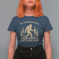 Funny Bigfoot Just A Man Who Loves Darts And Beer Gift T Shirt For Women - Wonder Print Shop