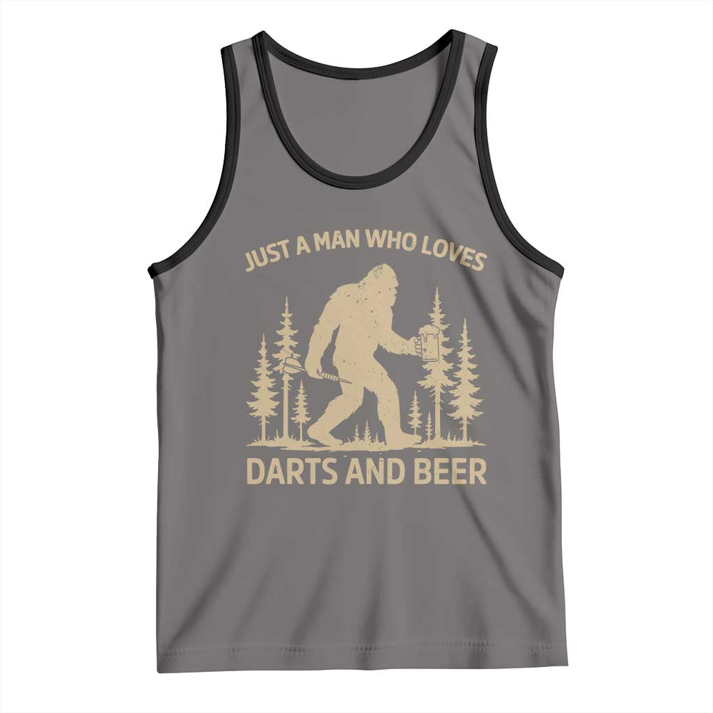 Funny Bigfoot Just A Man Who Loves Darts And Beer Gift Tank Top - Wonder Print Shop