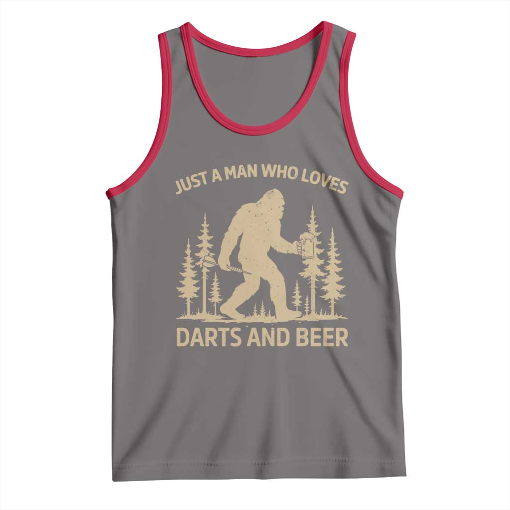 Funny Bigfoot Just A Man Who Loves Darts And Beer Gift Tank Top - Wonder Print Shop